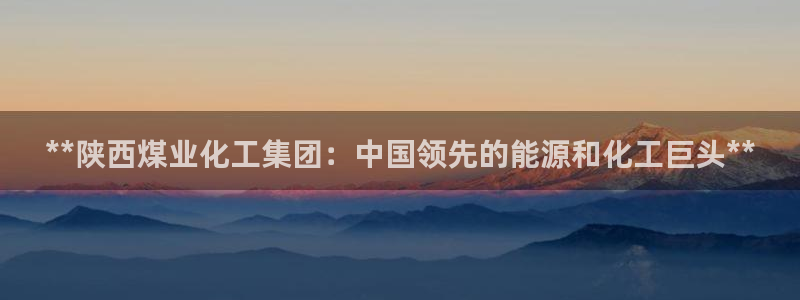 球盟会最新活动：**陕西煤业化工集团：中国领先的能源和化工巨